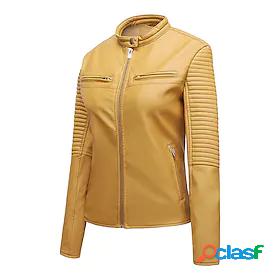 Womens Faux Leather Jacket Quick Dry Casual Street Style