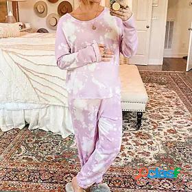 Womens Loungewear Sets Comfort Tie Dye Polyester Home