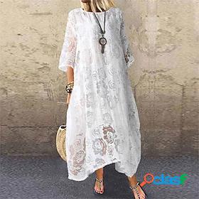 Womens Maxi long Dress Shift Dress Swing Dress White Black