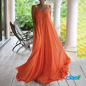 Women's Maxi long Dress Swing Dress Burnt Orange Dress Black