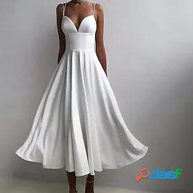 Womens Maxi long Dress Swing Dress White Dress White Black