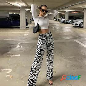Womens Pants Trousers Cotton Blend Casual / Sporty Mid Waist