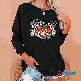 Womens Skull Pumpkin Sweatshirt Pullover Monograms Print Hot