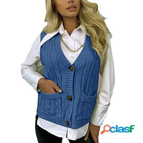 Women's Sweater Cardigan Sweater Sweater Vest Jumper Cable