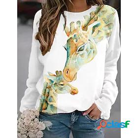 Womens Sweatshirt Pullover 3D Print Active Streetwear White