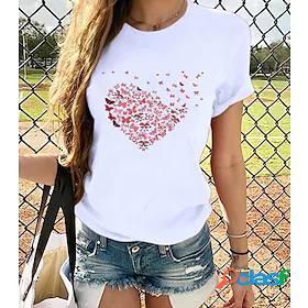 Women's T shirt Heart Graphic Prints Printing Round Neck