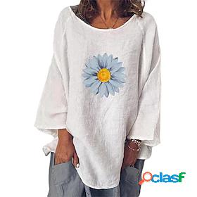 Womens T shirt Tee Flower Casual Weekend Long Sleeve T shirt