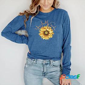 Womens T shirt Tee Graphic Sunflower Letter Casual Daily