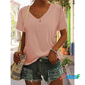 Womens T shirt Tee Plain Casual Daily Short Sleeve T shirt