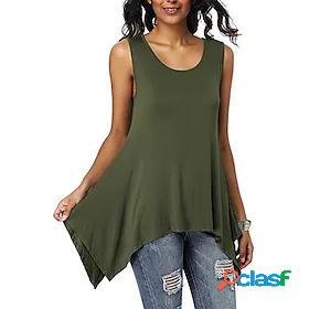 Womens T shirt Tee Solid Colored Round Neck Holiday Casual