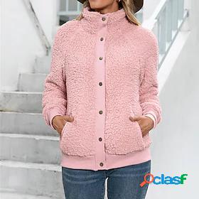 Women's Teddy Coat Fall Winter Sport Daily Regular Coat Warm