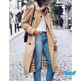 Womens Trench Coat Pocket Comtemporary Stylish Casual Daily