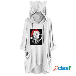 felpa con cappuccio da donna vestito a trapezio corto mini