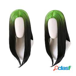 moda 40 cm lungo verde nero ombre parrucca diritta cattivo