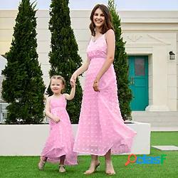 mommy and me dresses tinta unita rosa quotidiano senza