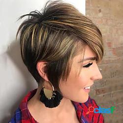 parrucche corte dei capelli umani pixie cut dritto capelli