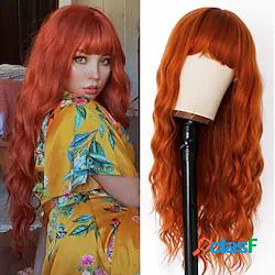 parrucche onda arancione con frangia daria capelli in fibra