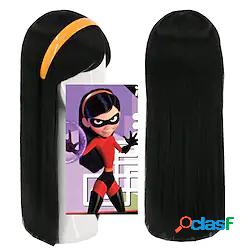 topcosplay ragazze bambini bambini parrucche nero lungo