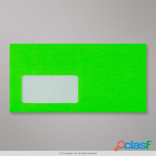 110x220 mm (DL) Busta verde fluorescente con finestra