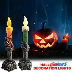 2 pz halloween led a lume di candela scheletro fantasma mano