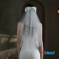 2 strati stile sveglio Veli da sposa Velo corto (ai gomiti)