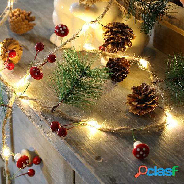 2M Mushroom Pine Needle Pine Cone Rame Wire Christmas LED