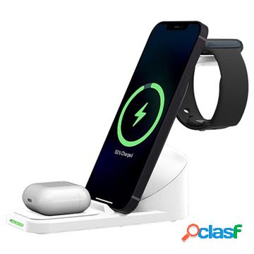 3-in-1 Desktop Wireless Charging Station T8 Pro - White