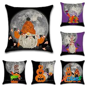 6 pcs Pillow Cover Polyester, Simple Casual Print Halloween