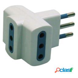 Adattatore triplo con spina 2P+T 10A - 3 prese 10A - MKC