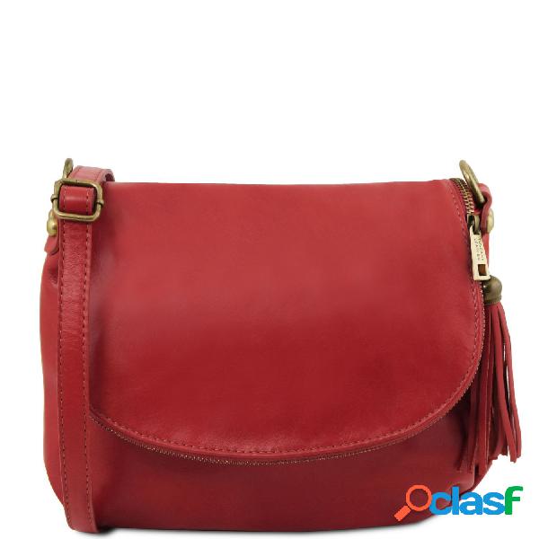 Borsa morbida a tracolla con nappa Rosso