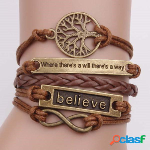 Bracciale multistrato vintage unisex Hollow Tree of Life