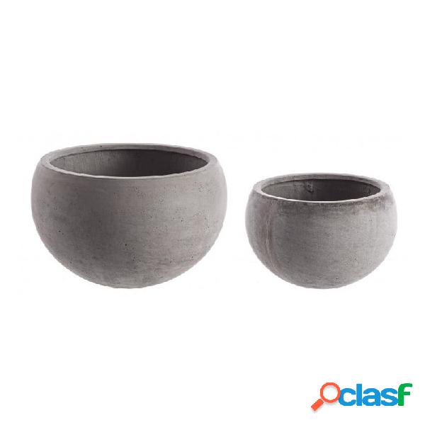 CONTEMPORARY STYLE - SET2 VASO CEMENT SFERA GRIGIO