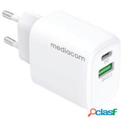 Caricatore da muro - 20 W - 1 porta USB - 1 porta USB Type-C