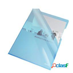 Cartelline a L - PVC - liscio - 21x29,7 cm - blu cristallo -
