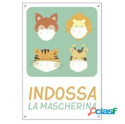 Cartello alluminio - 20x30 cm - ''INDOSSA LA MASCHERINA'' -