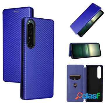 Custodia Flip per Sony Xperia 1 IV - Fibra di carbonio - Blu