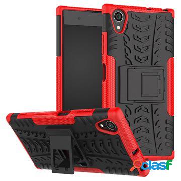 Custodia ibrida antiscivolo per Sony Xperia XA1 Plus - rossa