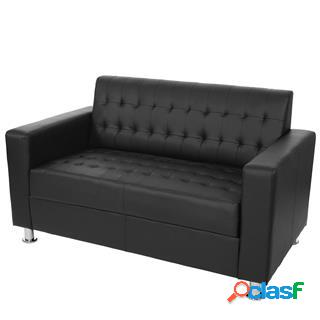 Divano a 2 posti TUX, Rivestito in Pelle, Piedi cromati,