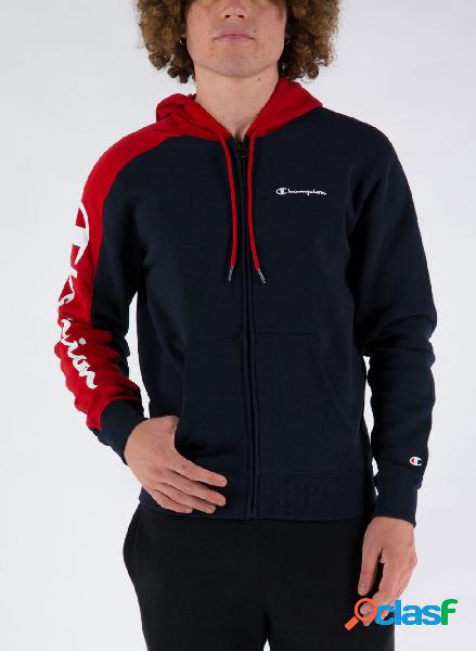 FELPA FULL ZIP CON CAPPUCCIO E LOGO