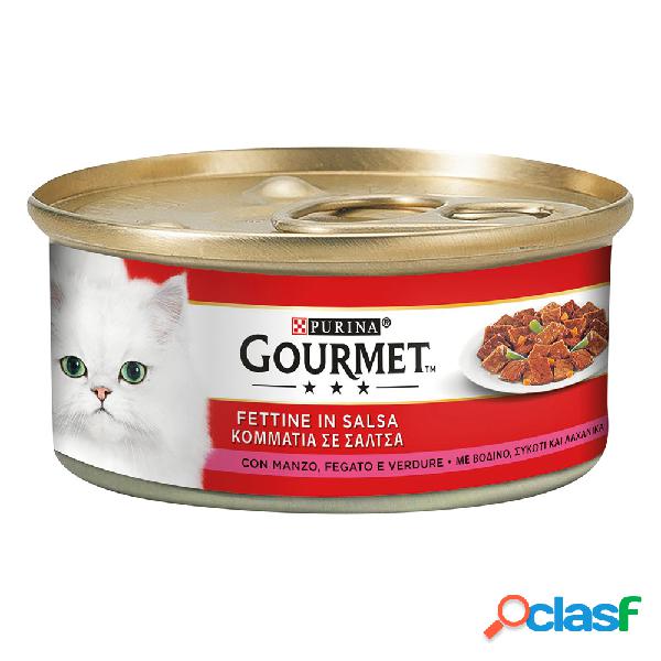 Gourmet Rosso Cat Adult Fettine con Verdure, Manzo e Fegato