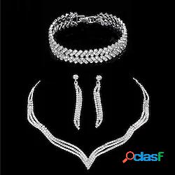 I monili nuziali 3 Strass Cromo 1 collana 1 bracciale