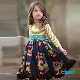 Kids Little Dress Girls Floral Polka Dot Striped Daily