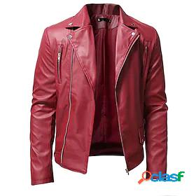 Men's Faux Leather Jacket Beaded Modern Style Chic Modern