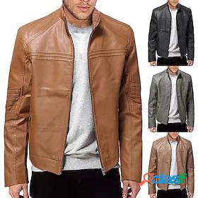 Mens Faux Leather Jacket Quick Dry Punk Fashion Party Casual