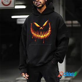 Mens Graphic Flame Pullover Hoodie Sweatshirt Hooded Print