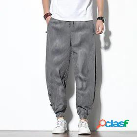 Mens Harlem Pants Elastic Waist Harem Pants Beach Pants Full