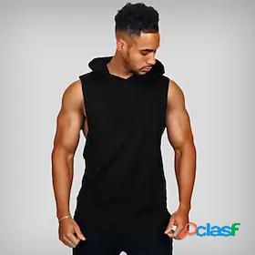 Mens Hooded Yoga Top Sleeveless Vest / Gilet Home Workout