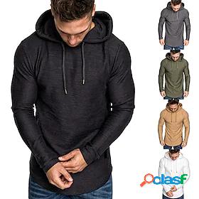 Mens Pullover Hoodie Sweatshirt Solid Color Hooded Sports