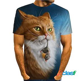 Men's Tee T shirt Shirt Cat Graphic Prints 3D Print Round