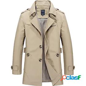 Men's Trench Coat Overcoat Vintage Daily Coat Long Polyester